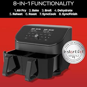 Instant Pot Vortex Plus XL 8-quart Dual Basket Air Fryer Oven, 2 Independent Frying Baskets, Clea... | Amazon (US)
