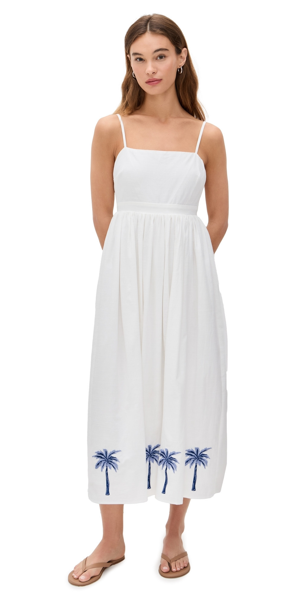 MINKPINK Isadora Embroidered Midi Dress White/Blue XL | Shopbop