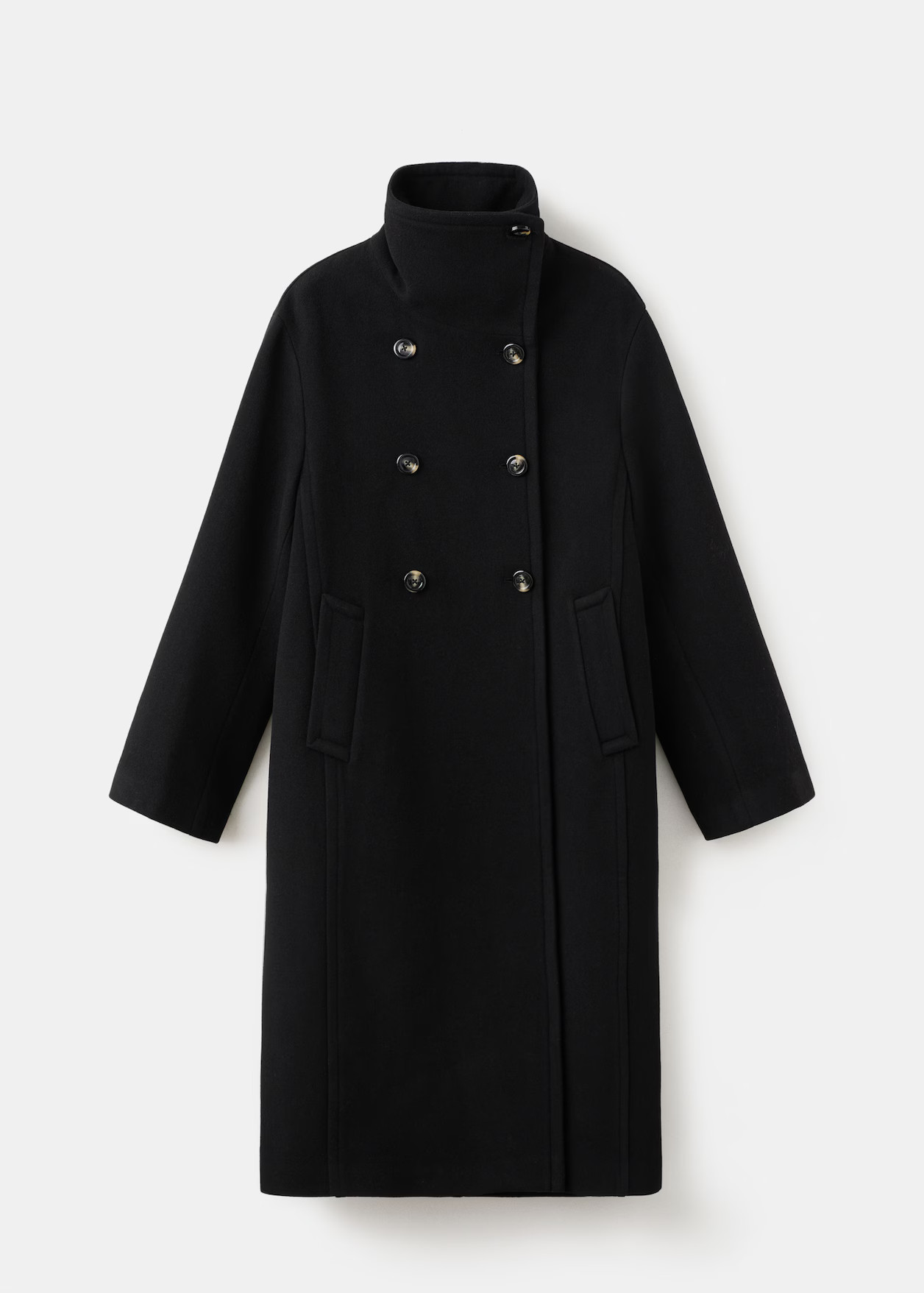 Wool-blend funnel-neck coat | MANGO (UK)
