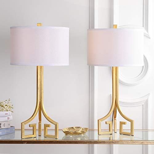 SAFAVIEH Lighting Collection Arabelle Modern Contemporary Greek Key Gold 28-inch Bedroom Living R... | Amazon (US)