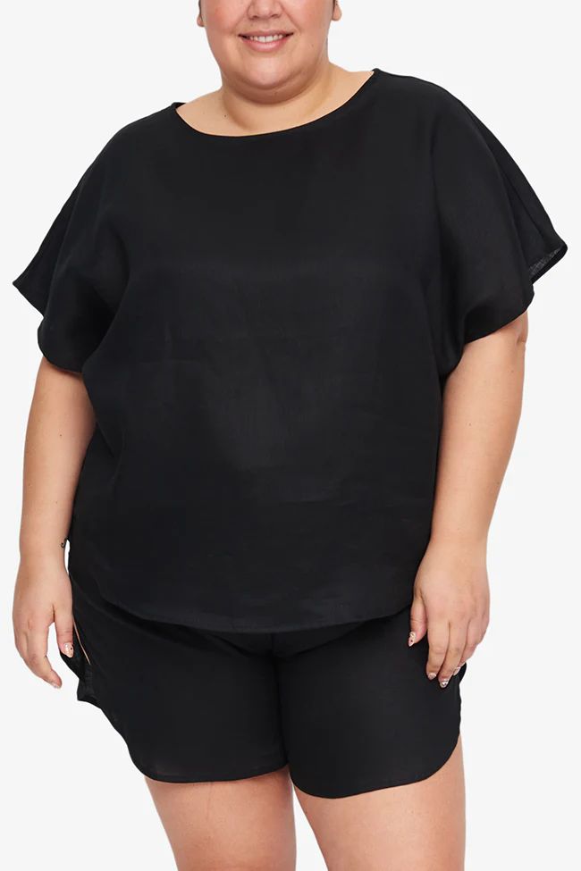 Woven T-Shirt Black Linen | The Sleep Shirt