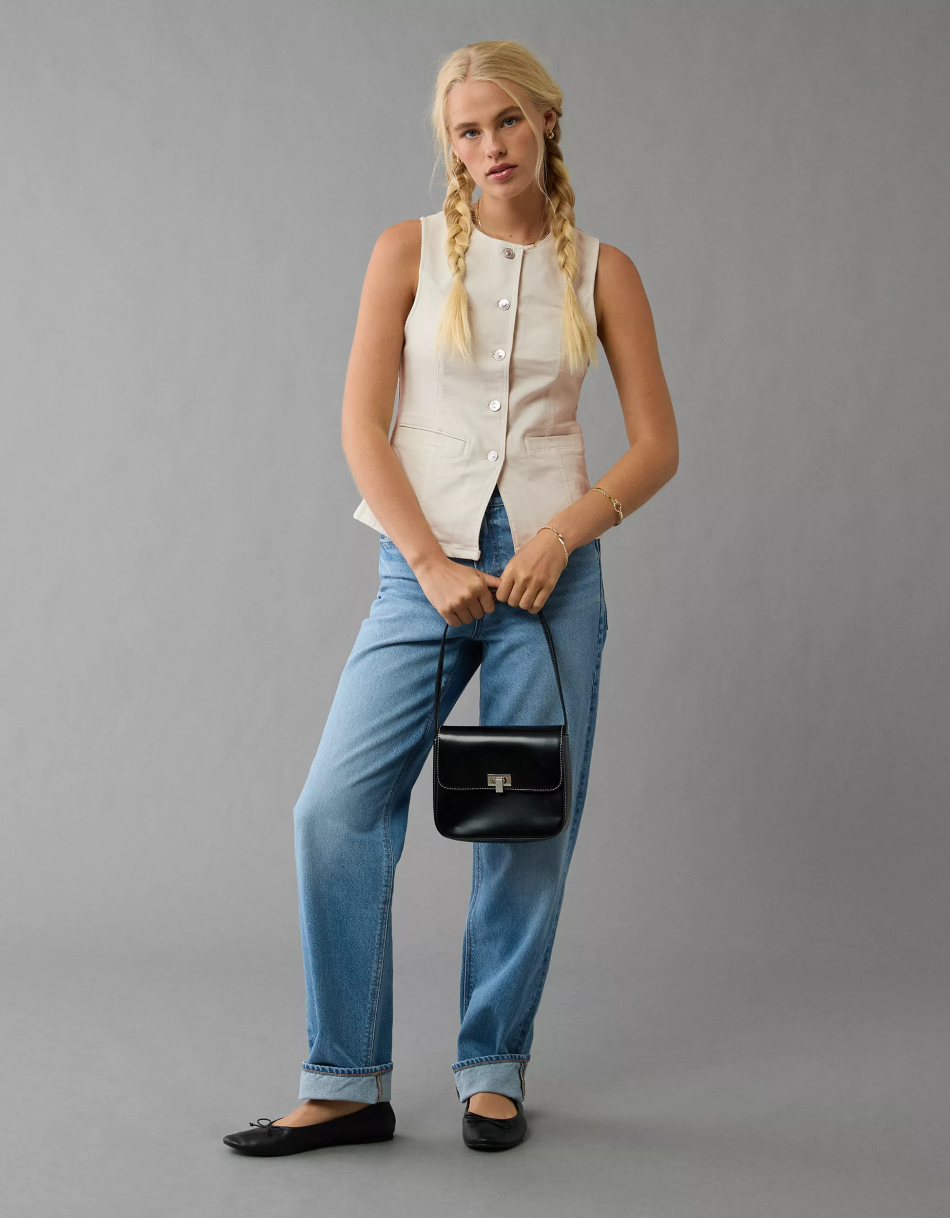 AE Crew Neck Button-Up Vest | American Eagle Outfitters (US & CA)