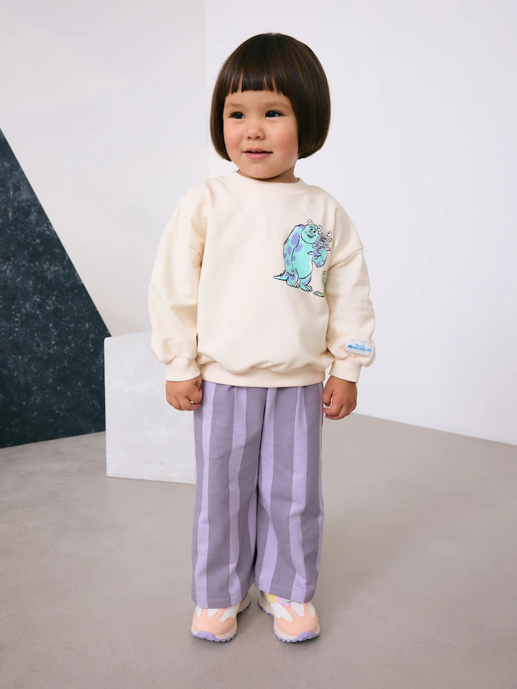 Ecru White Monsters, Inc Long Sleeve Top and Barrel Leg Trousers (3mths-7yrs) | Next US