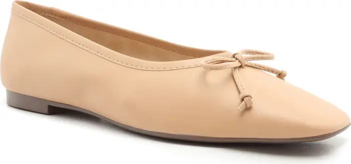 Schutz Arissa Square Toe Ballet Flat in Honey Beige Leather at Nordstrom, Size 9.5 | Nordstrom
