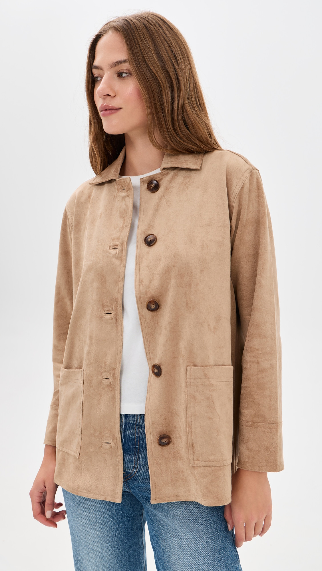 Z Supply Decker Suede Chore Jacket Light Sand XL | Shopbop