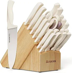 Knife Set, Astercook 22-Piece Kitchen Knife Set with Sharpener Block, High Carbon Stainless Steel... | Amazon (US)