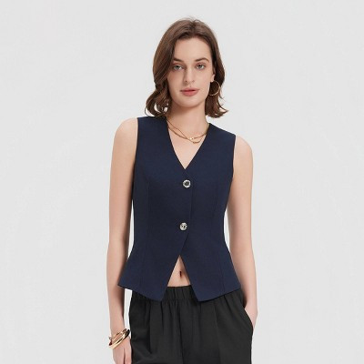 Women's Front-Button Vest - A New Day™ Navy Blue M | Target