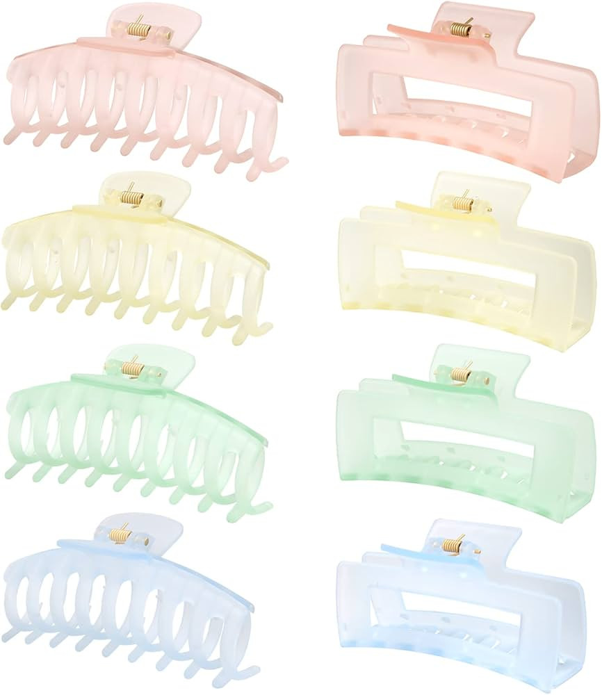 8 Pack 4.3"Large Hair Clips,2022 new summer models jelly frosted effect macaron Hair Clips for Wo... | Amazon (US)
