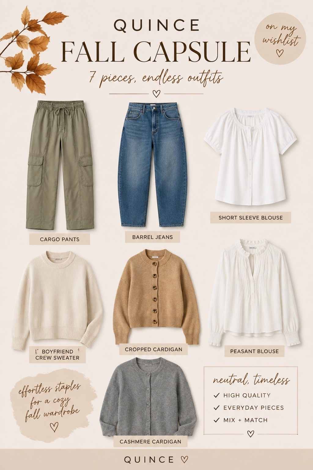 If you’re building a fall capsule wardrobe, save this one 🤎🍂

I pulled together 7 Quince pieces that do all the work for you—classic denim, easy layers, cozy sweaters + neutral blouses that can be mixed and matched all season long.

Think: fewer pieces, more outfits, effortless fall style. ✨

Everything is linked in my LTK → save this for your next fall wardrobe refresh!

#LTKFinds #LTKStyle #LTKFashion #LTKCreator #Quince #QuinceStyle #FallFashion #FallOutfits #FallCapsuleWardrobe #CapsuleWardrobe #FallWardrobe #ClassicStyle #AffordableFashion #MomStyle #EverydayStyle

#LTKmomlife #LTKWorkwear #LTKootd
