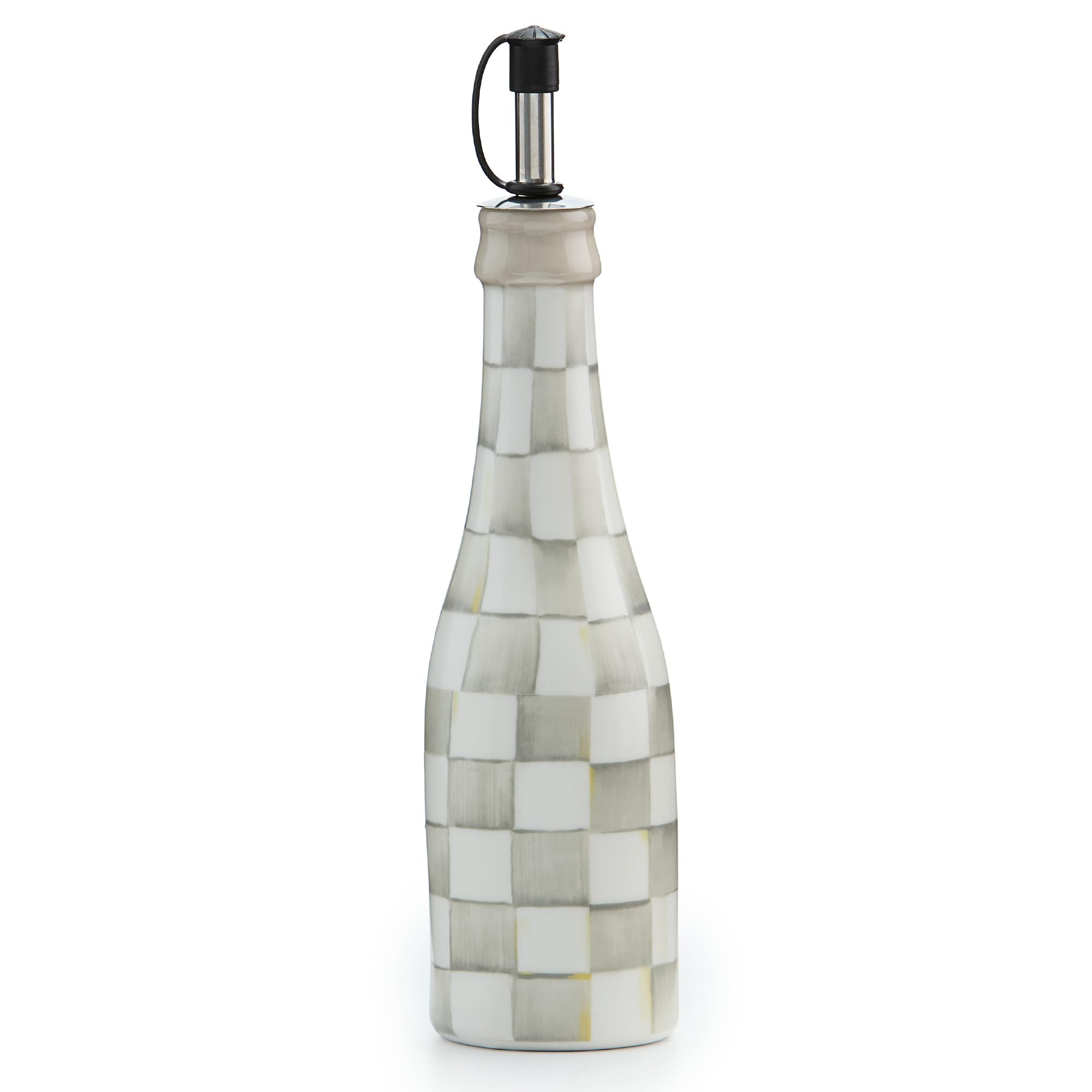 MACKENZIE-CHILDS Farmhouse Oil Cruet, Ceramic Oil-Dispenser Bottle, Gray-and-White Sterling Check | Amazon (US)