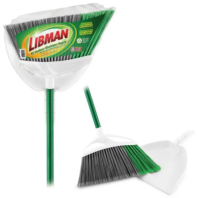 Libman Extra Large Precision Angle Broom with Dust Pan Green White | Walmart (US)