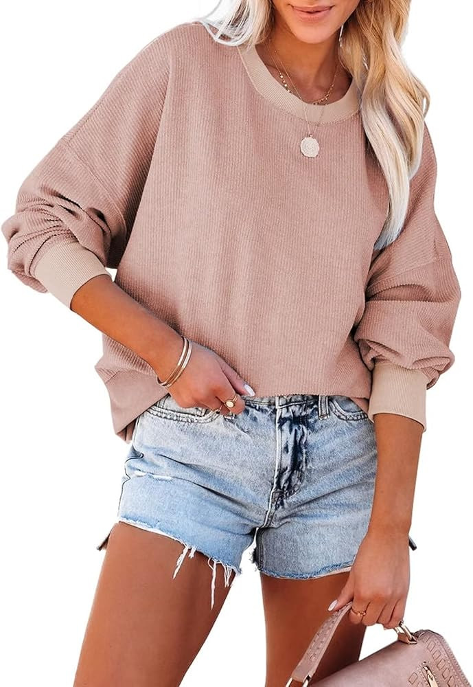 Welinone Womens Casual Long Sleeve Sweatshirts Crew Neck Pullover Tops,S-XXL | Amazon (US)