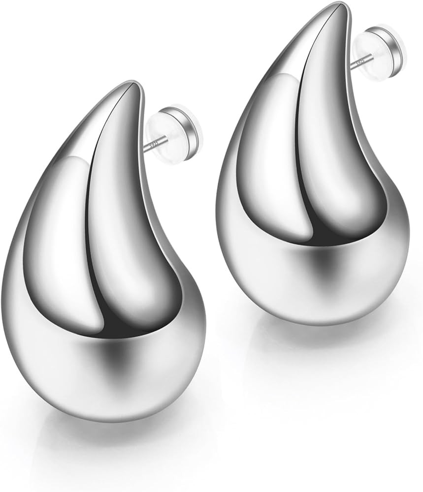 Gold Teardrop Earrings for Women - S925 Sterling Silver Earring Post Hot Pink Jewelry/Black Gun P... | Amazon (US)