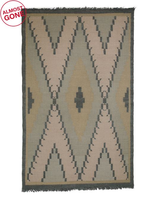Luxury Leather And Wool Blend Embroidered Rug | TJ Maxx