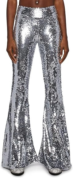 Dolls Kill Mirror Ball Dancer Flare Pants by Club Exx – Sparkling Sequin Festival Flares | Amazon (US)