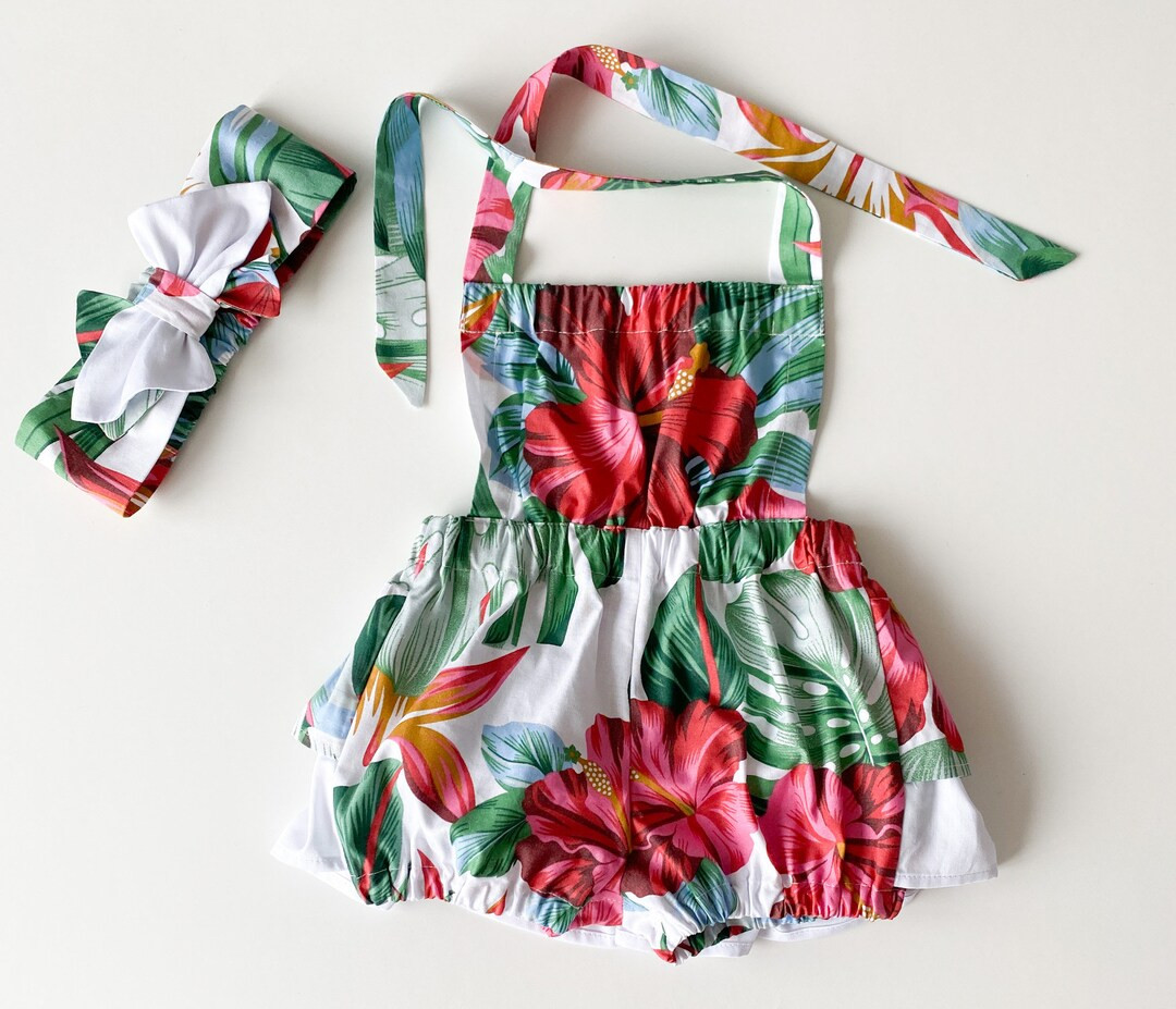 Tropical baby romper, baby girl tropical outfit,  hawaiian baby clothes, baby girl summer gift | Etsy (US)
