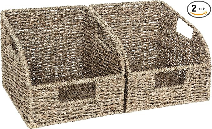 StorageWorks Wicker Baskets for Organizing, Pantry Organizers and Storage, Seagrass Storage Baske... | Amazon (US)