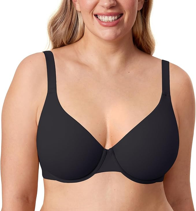 DELIMIRA Women's Inbarely Plus Plunge Bra Full Coverage Plus Size Unlined Underwire Bras | Amazon (US)