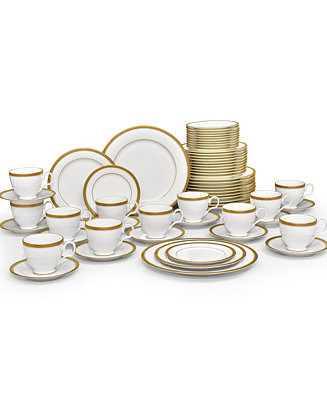 Noritake Charlotta Gold 60-PC Dinnerware Set, Service for 12 & Reviews - Fine China - Macy's | Macys (US)