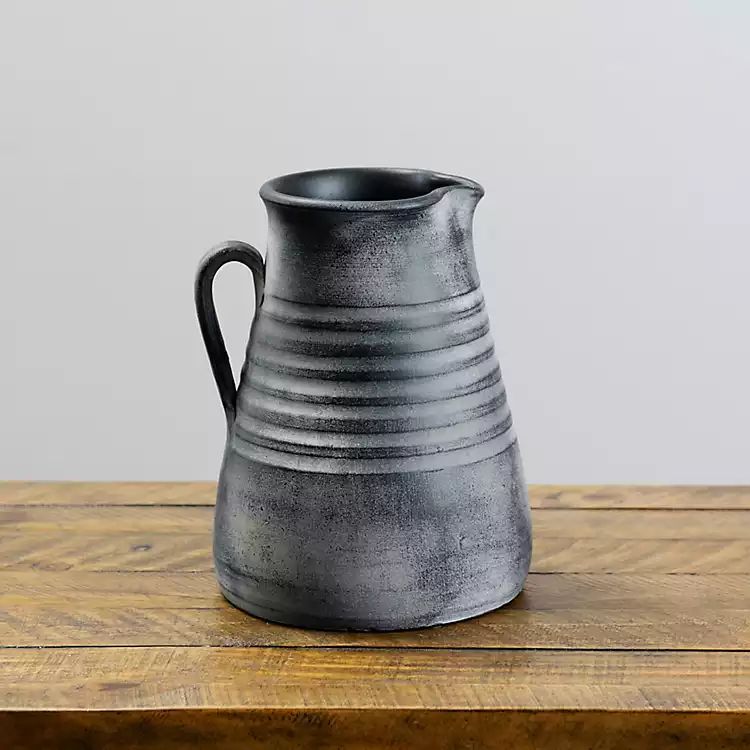 Black Terracotta Groove Pitcher Vase, 10.25 in. | Kirkland's Home
