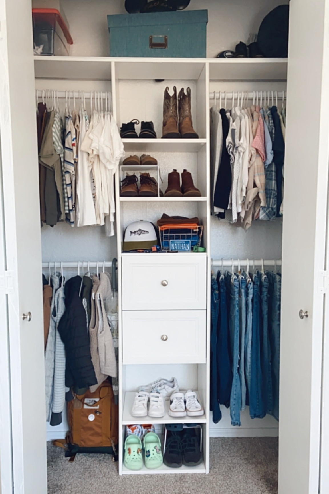 My favorite easy set up closet system. Not only is it easy to set up but it is also very inexpensive and it can make your closet look expensive😉

#LTKFamily #LTKHome #LTKFindsUnder100