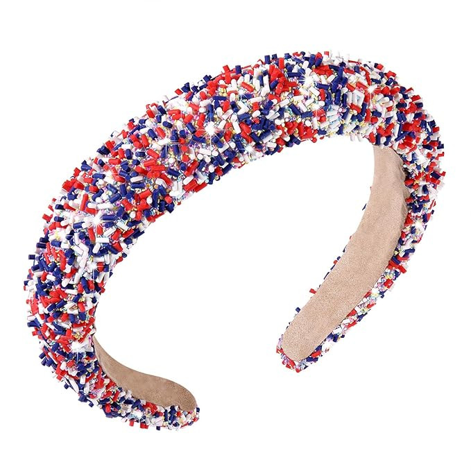 4th of July Headbands for Women Red White Blue Sprinkle Padded Headband American Flag Patriotic H... | Amazon (US)