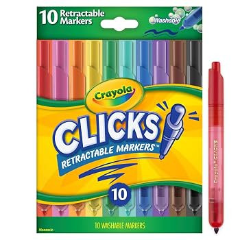 Crayola Clicks Retractable Tip Marker Set for Kids (10ct), Teacher Supplies, Long Lasting Markers... | Amazon (US)