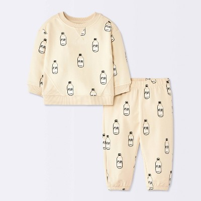 Baby Milk n' Cookies Sweatshirt and Joggers Set - Cloud Island™ Cream 18M | Target