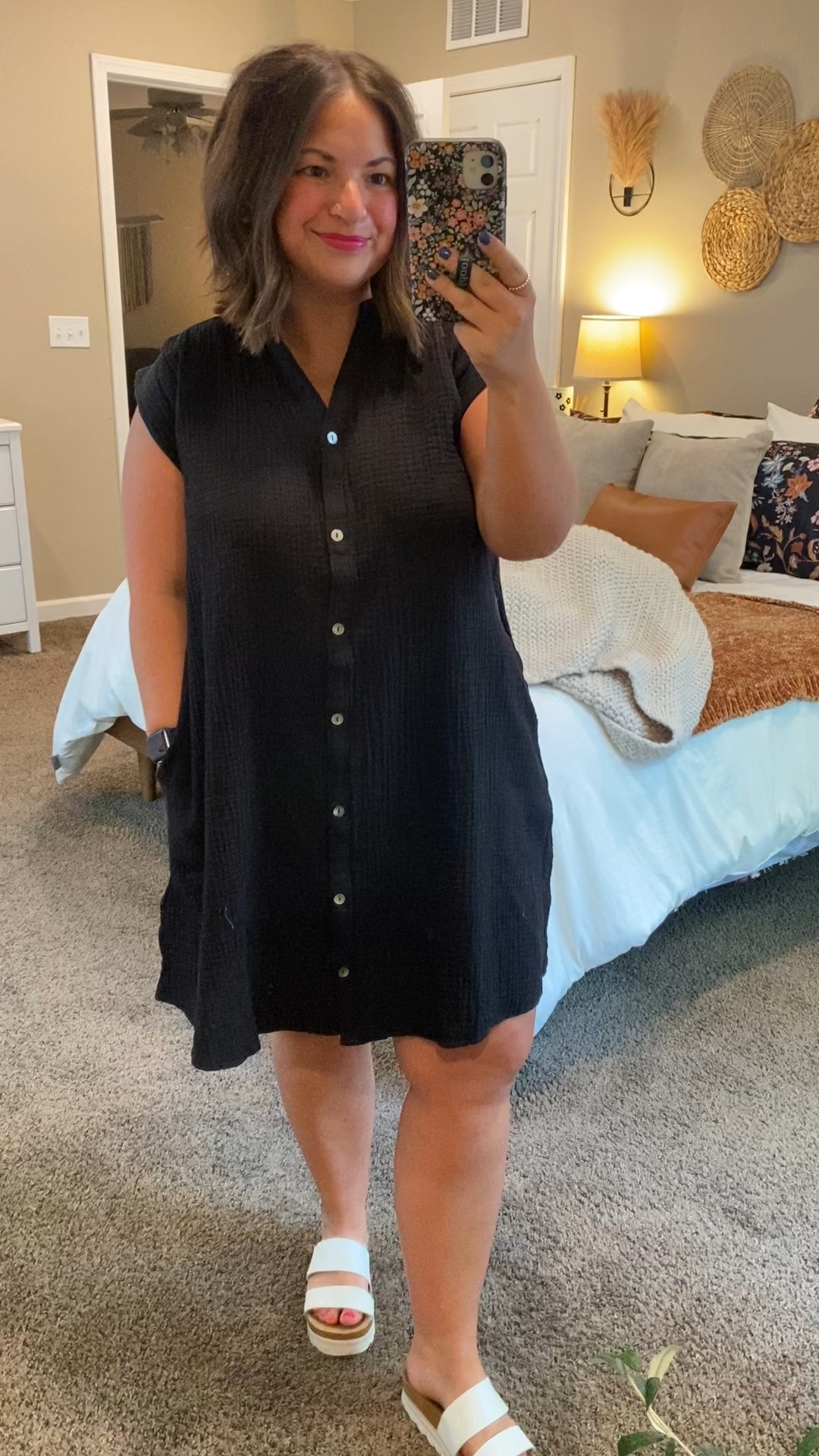 Obsessed with this gauze shirt dress from Walmart! ☀️ It's so breathable and perfect for those warm spring days. Effortlessly chic & comfy all day long + it's super affordable!

sandals: fit true to size // wearing a 5
dress: fits oversized // wearing a medium 

 

#LTKMidsize #LTKStyleTip #LTKWorkwear