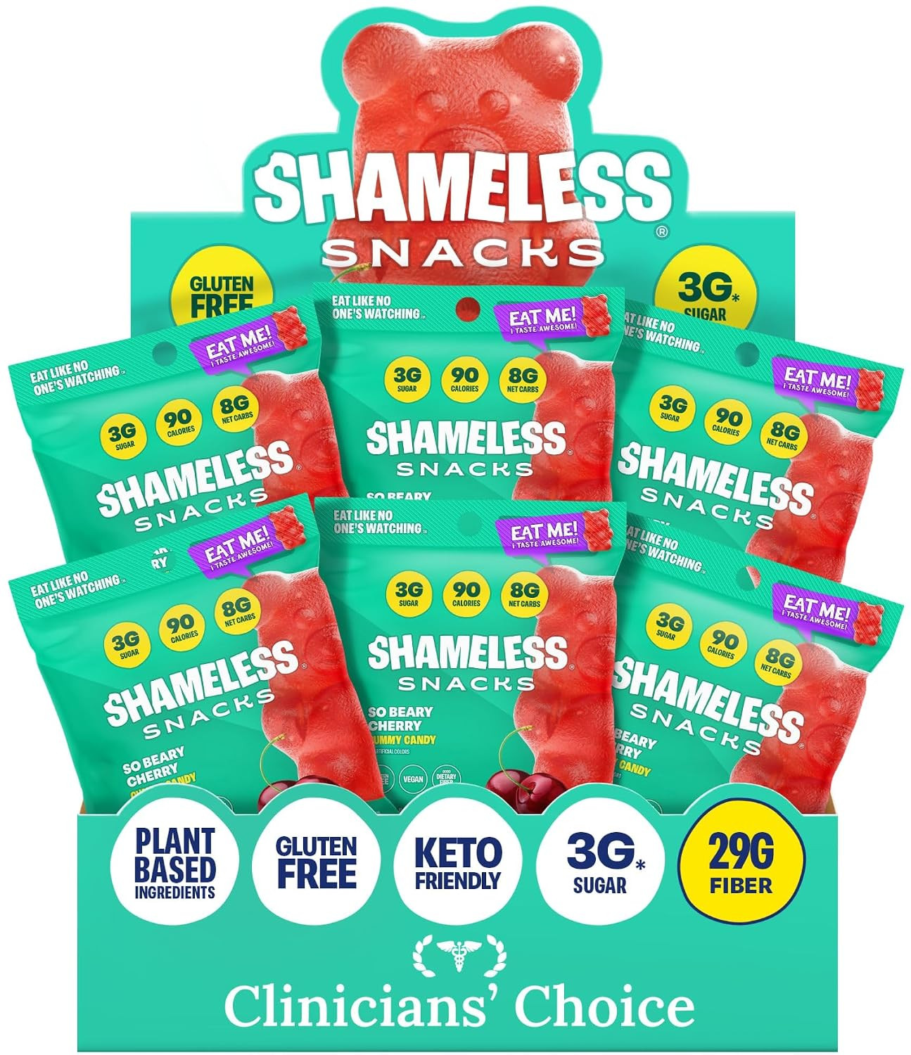 Shameless Snacks So Beary Cherry Gummy Bears - Candy & Fruit Snacks, Keto | Amazon (US)