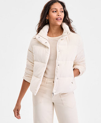 Steve Madden Women's Corduroy Zip-Front Puffer Coat - Macy's | Macy's