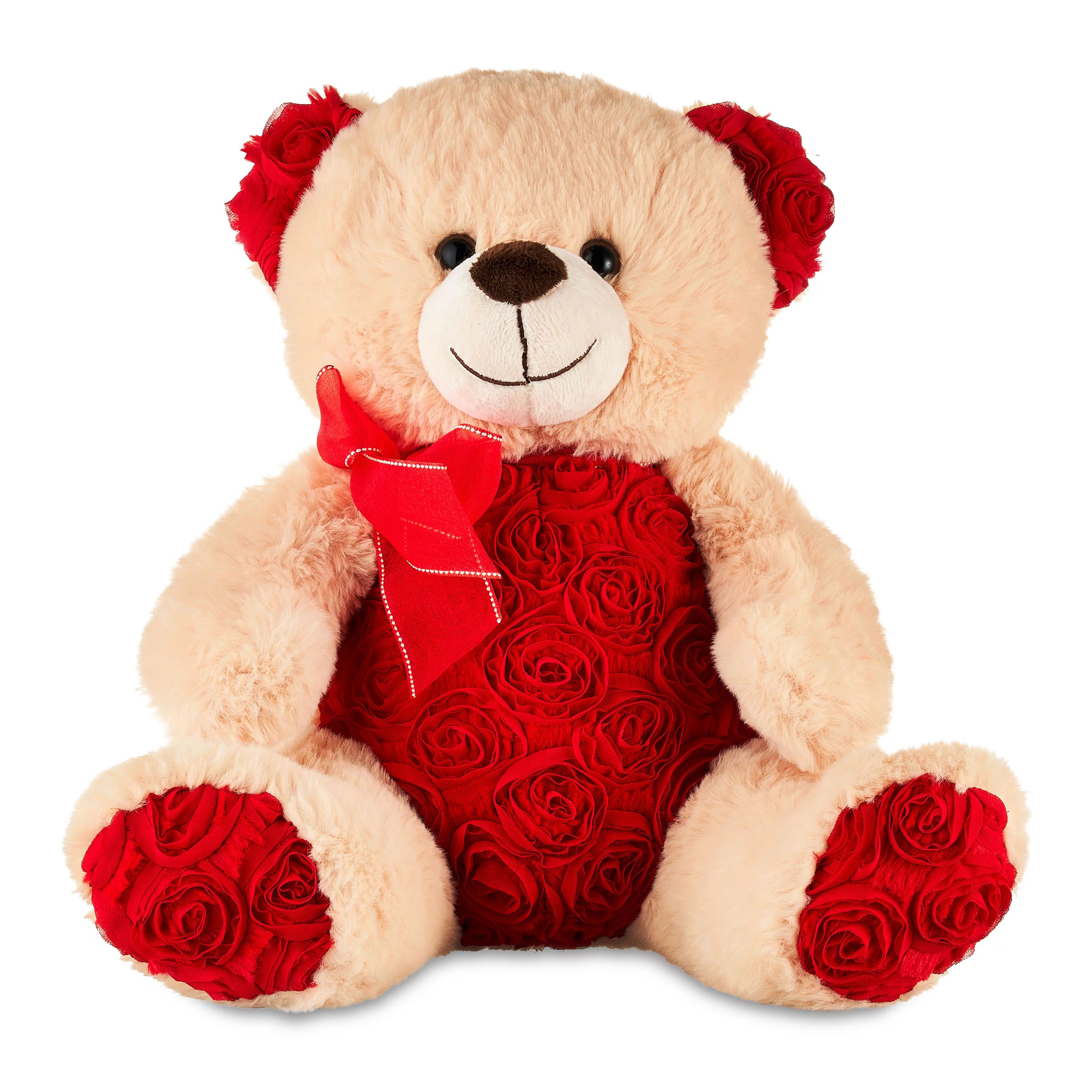 Way to Celebrate! Valentine’s Day 14in Rose Teddy Plush Toy, Honey - Walmart.com | Walmart (US)