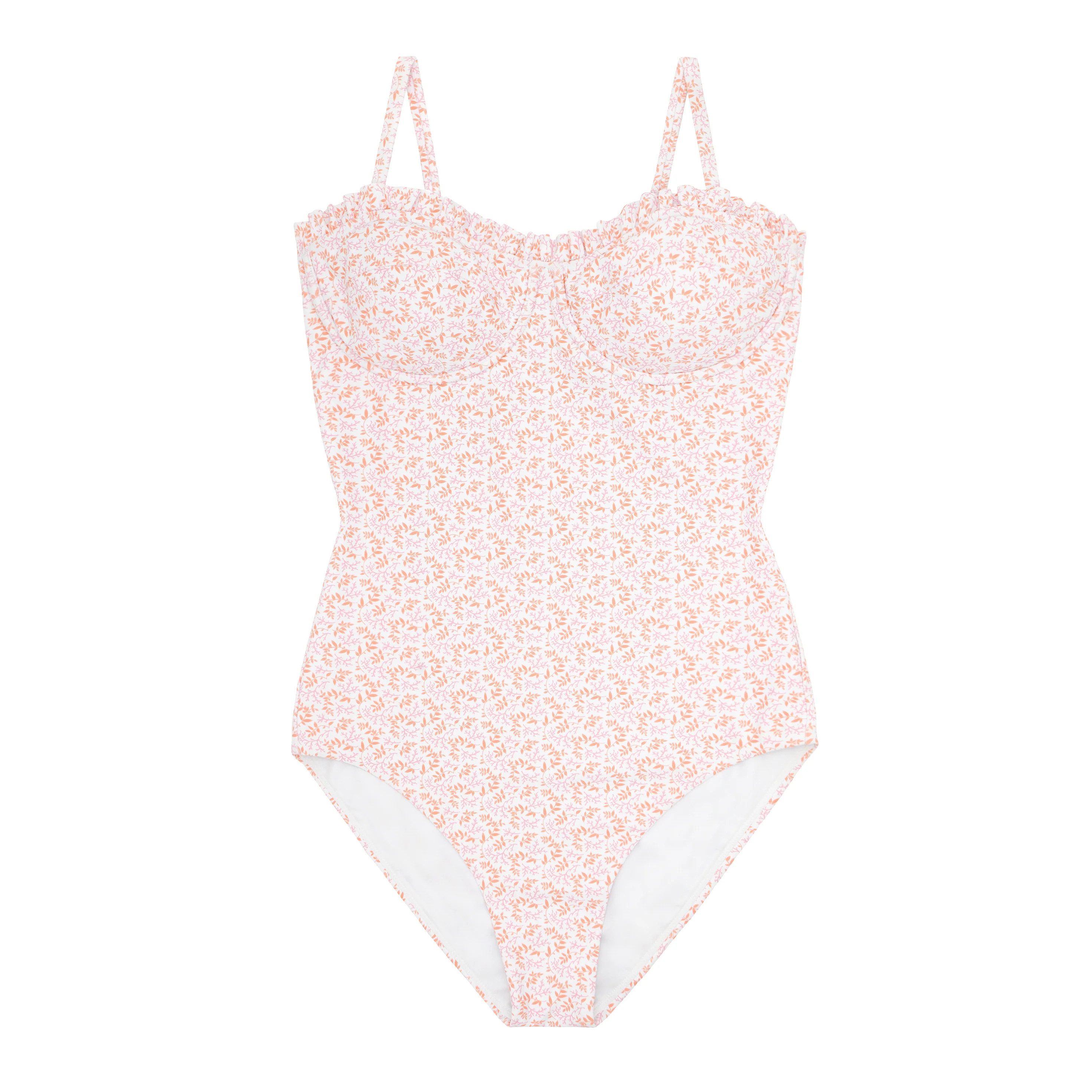 women's calypso coral botanic ruffle edged one piece | minnow