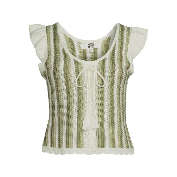 Madden NYC Juniors Lace-Up Crochet Top, Sizes XS-3XL - Walmart.com | Walmart (US)