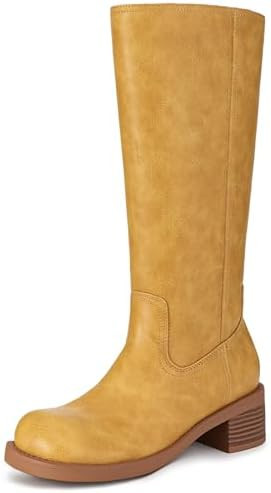 Knee High Boots Wide Calf Chunky Tall Boots for Women | Amazon (US)
