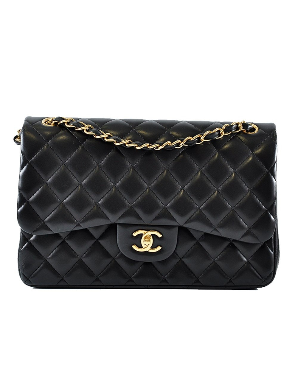 Jumbo Black Lambskin Double Flap Ghw | Reebonz (US)