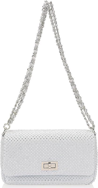 Dexmay Classic Flap Crystal Bag Small Evening Clutch Handbag Party Rhinestone Purse | Amazon (US)