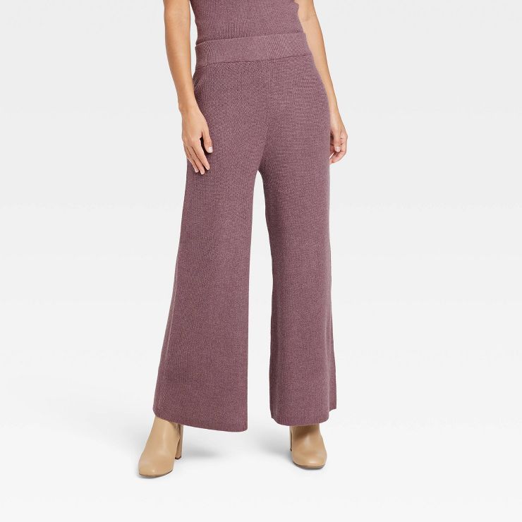 Women's High-Rise Ribbed Sweater Wide Leg Pants - A New Day™ | Target