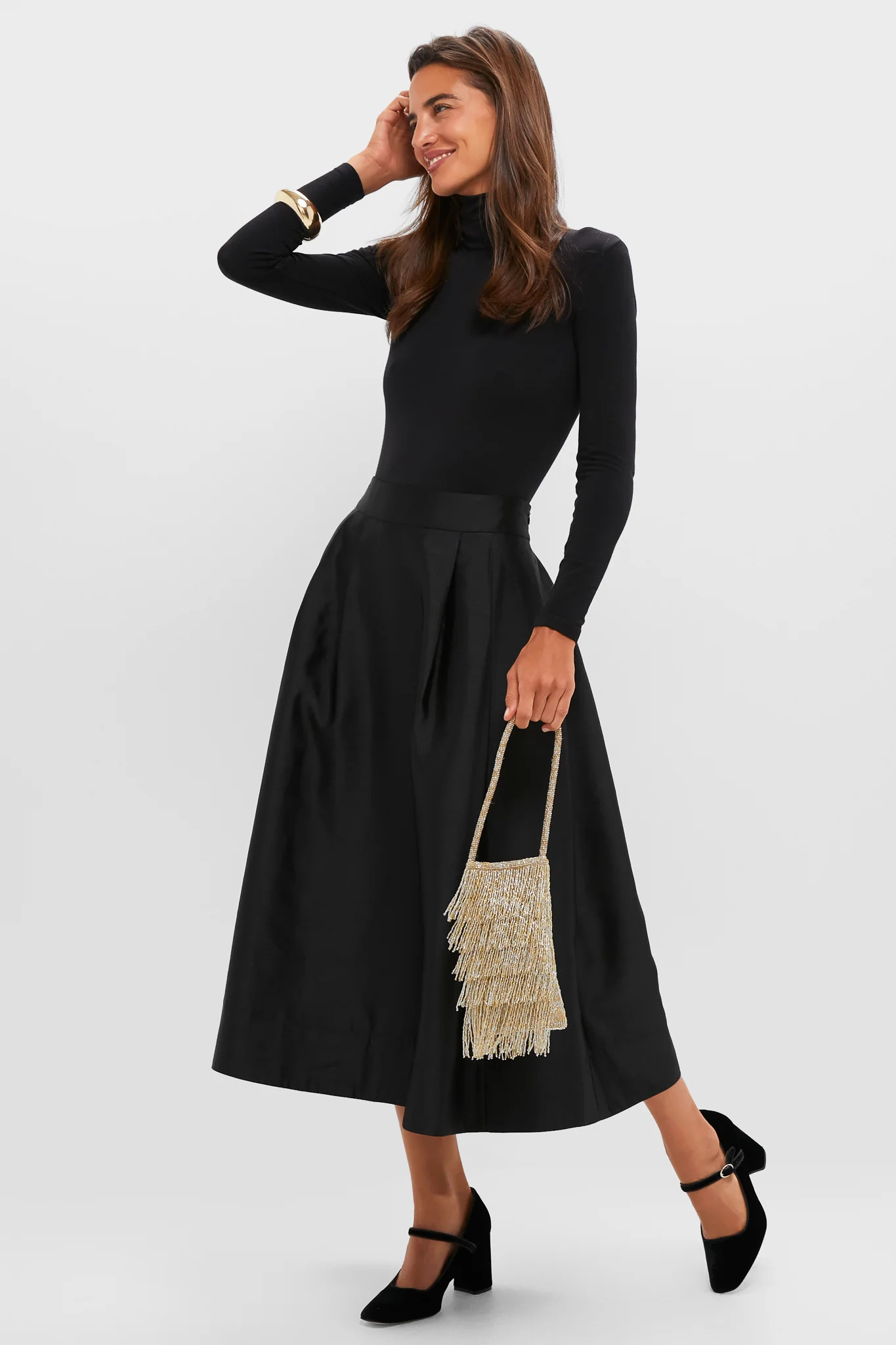 Black Dupioni Kendall Skirt | Tuckernuck (US)