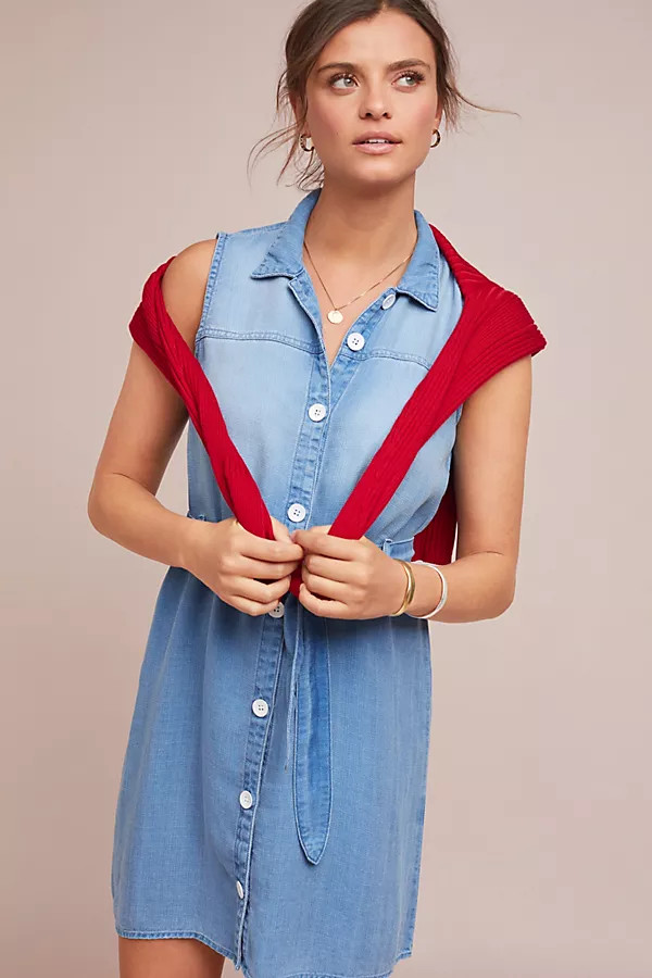 Cloth & Stone Belted Denim Shirtdress | Anthropologie (US)