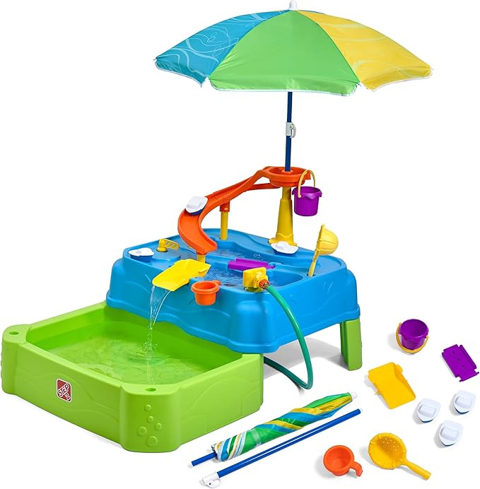 Step2 Waterpark Wonders Two-Tier Water Table, Kids Water Activity Sensory Playset, Comes with Umb... | Amazon (US)