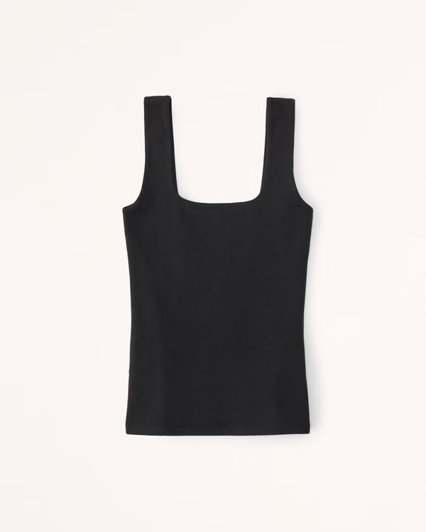Cotton-Blend Seamless Fabric Squareneck Tank | Abercrombie & Fitch (US)