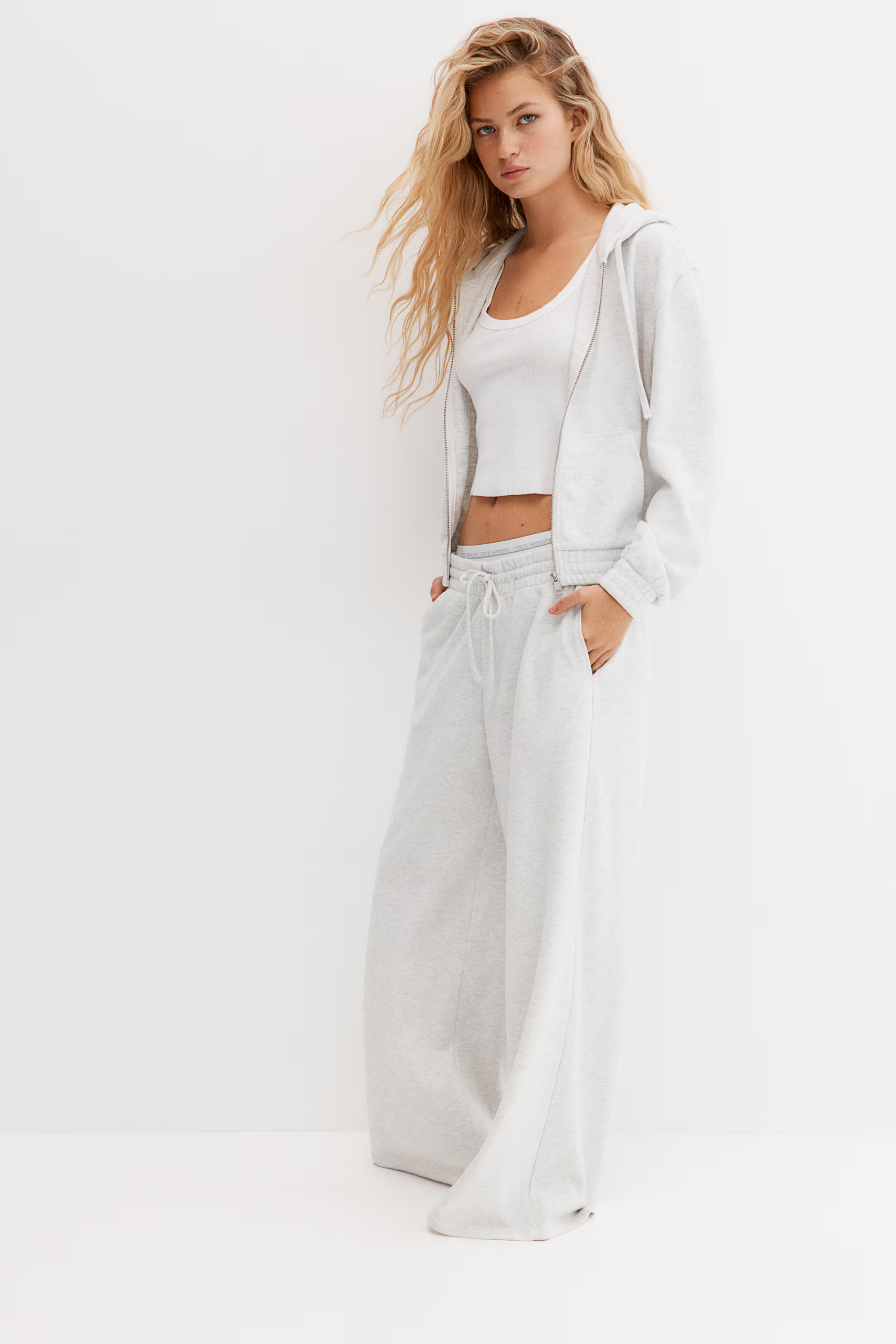Wide-Leg Jersey Joggers - Light gray melange - Ladies | H&M US | H&M (US + CA)