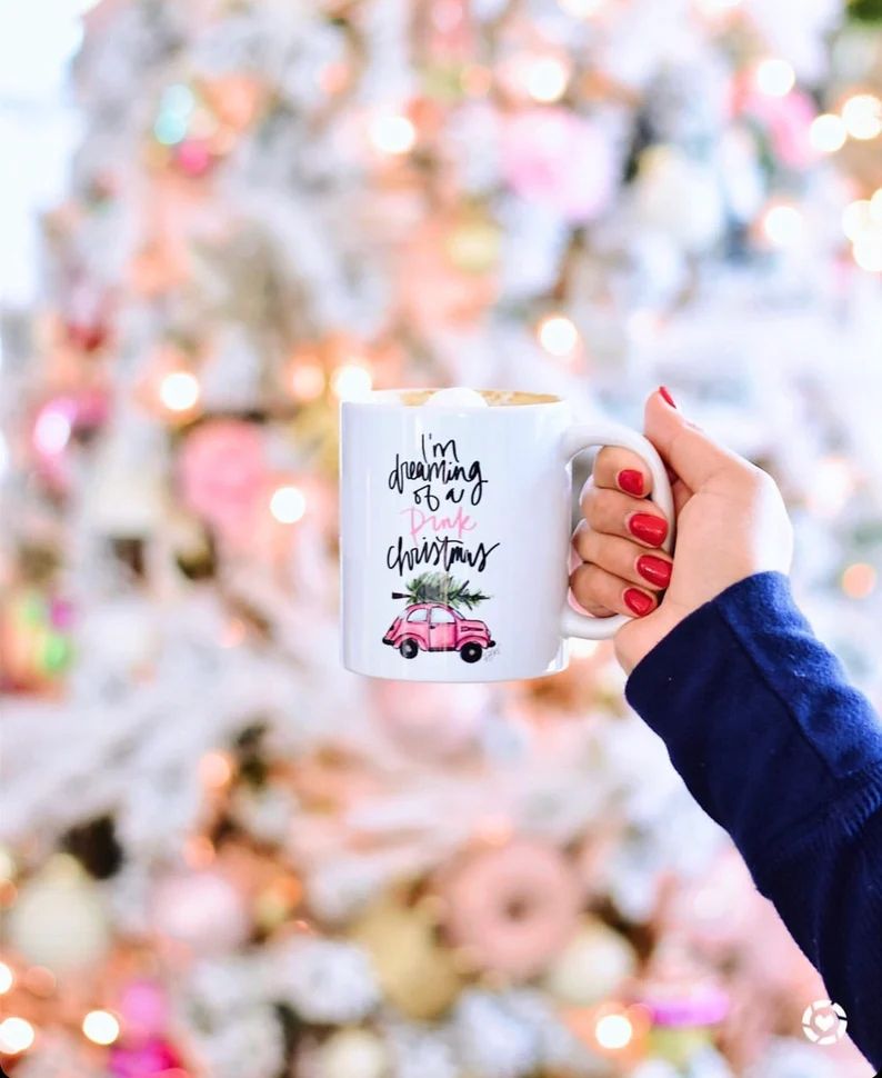 Pink Christmas - Coffee Mug by Stylish Planner | Etsy (US)
