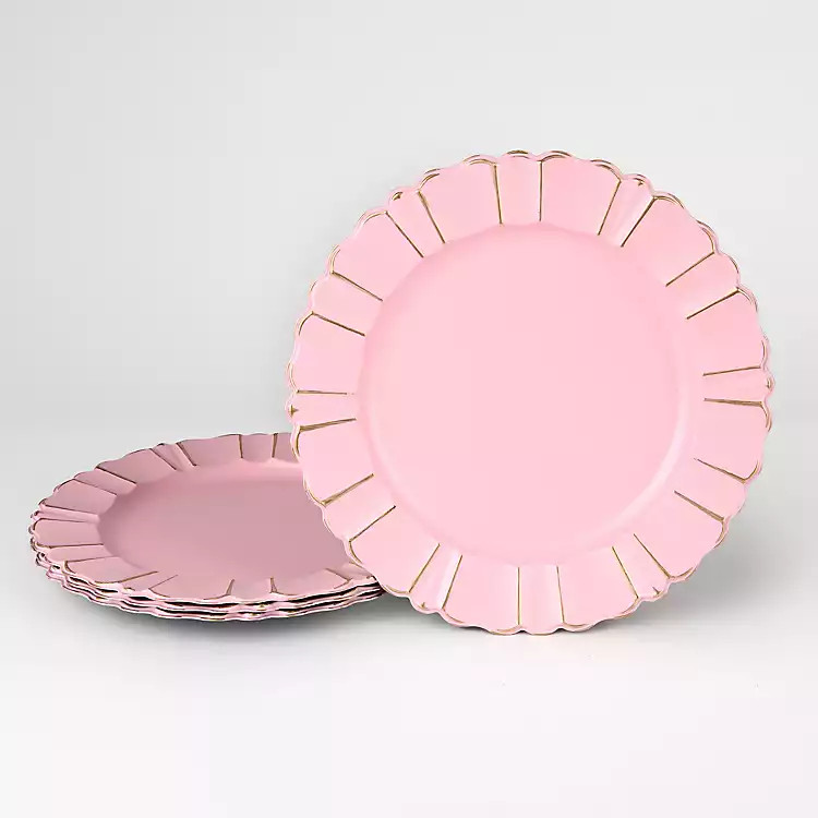 New! Pink Gold Brushed Scalloped Chargers, Set of 4 | Kirklands