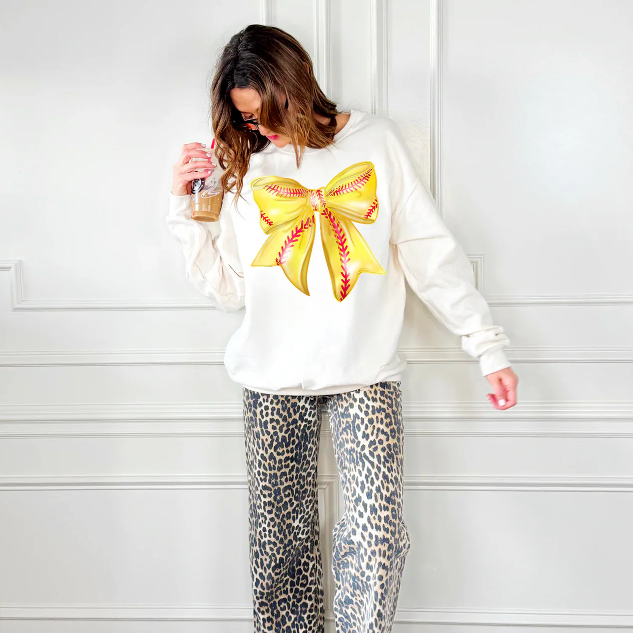 Softball Bow Youth & Adult Sweatshirt | Poppy & Pine