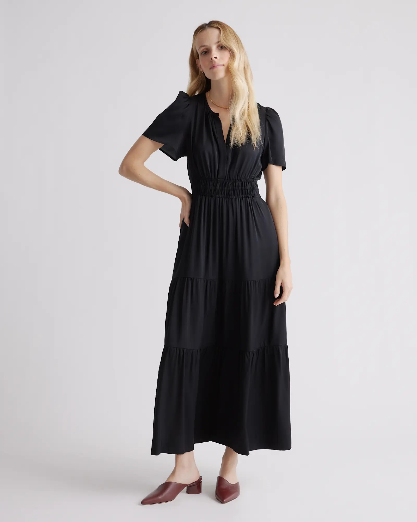 Washable Stretch Silk Tiered Maxi Dress | Quince