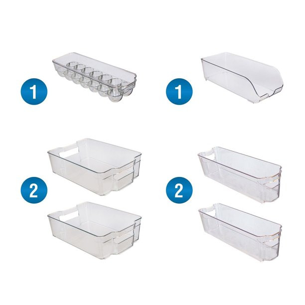 Greenco 6 Piece Refrigerator And Freezer Stackable Clear Storage Organizer Bins With Handles | Walmart (US)