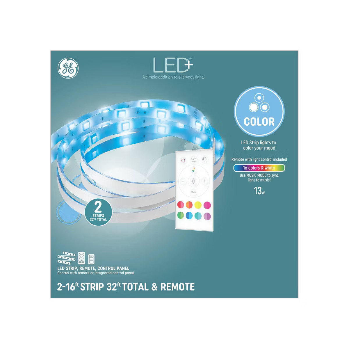 GE 32ft Remote and Control Panel Included LED+ Color Changing Light Strips | Target