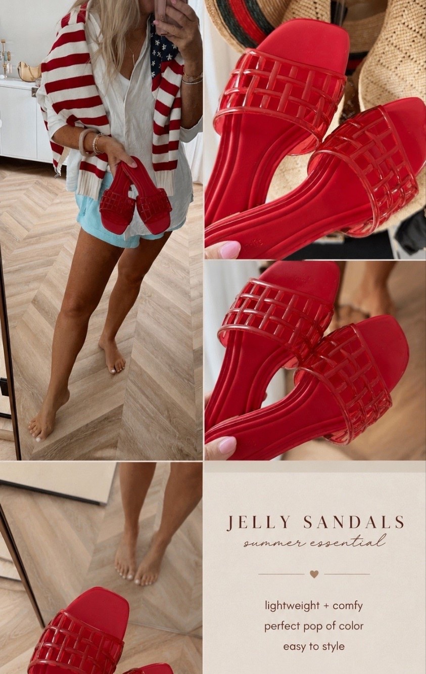 ❤️ The jelly sandal trend is officially taking over summer, and this red pair is the cutest pop of color. Lightweight, comfy, and so easy to throw on with everything from denim shorts to swimsuits for all your festive plans! 🇺🇸 also the Target zip up sweater is so cute! 

jelly sandals, summer sandals, red sandals, 4th of july outfit, patriotic outfit, vacation outfits, beach style, resort wear, summer fashion, amazon fashion, casual summer outfits, pool day outfit

#LTKootd #LTKSeasonal #LTKTravel